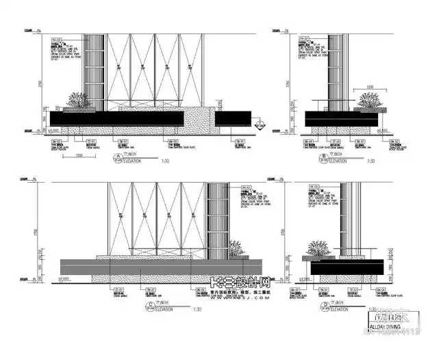 酒店自助餐厅台节点详图施工图下载