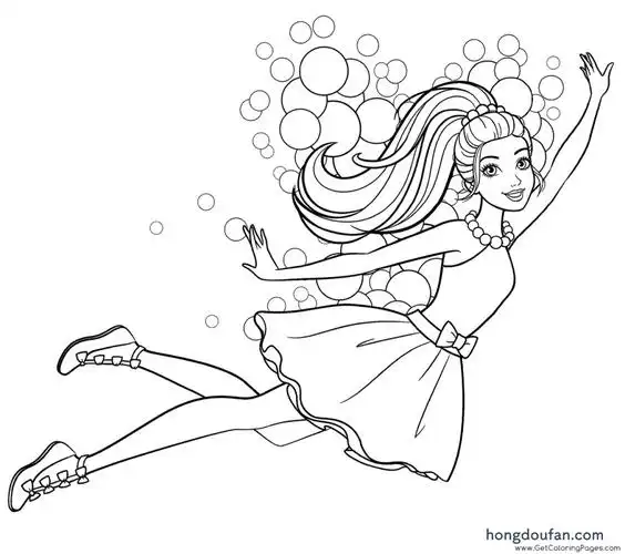 做梦的芭比公主填色涂色图片大全-红豆饭小学生简笔画大全