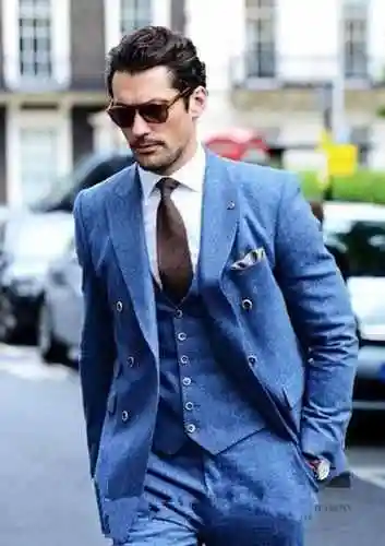 蓝色西装配衬衫,展现出你独有的腔调