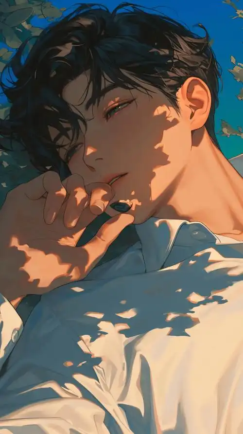 壁纸| 仰躺草地的动漫美少年壁纸_手机_聚集地_灵感