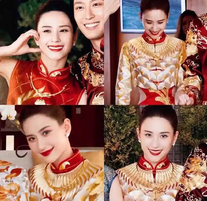 袁弘宋轶祝福何超莲和窦骁,他们坐在花车上进入婚礼现场 港媒用"金碧