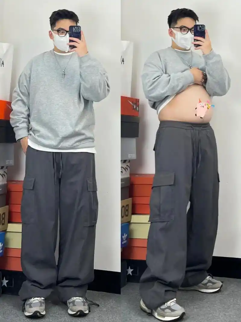 180斤7515微胖男生工装裤穿搭还得看这.