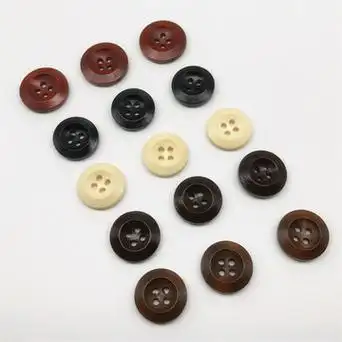 四眼倒边木头纽扣 毛衣开衫童装休闲扣 复古衬衫大衣玩具装饰钮扣