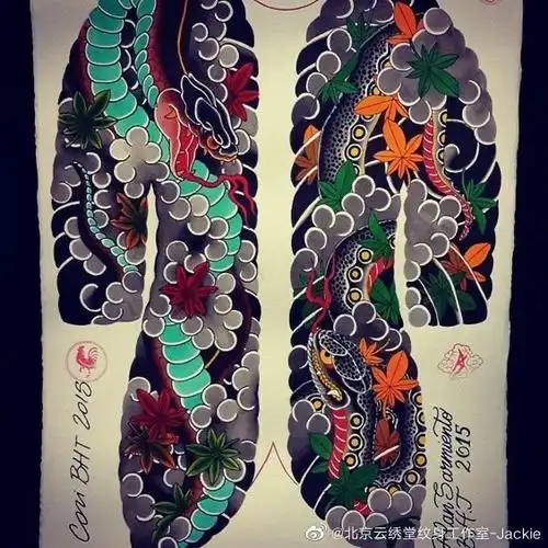 今日纹身图案推荐分享日式开衫,又称半扇,全甲一人一图,希望你也有独