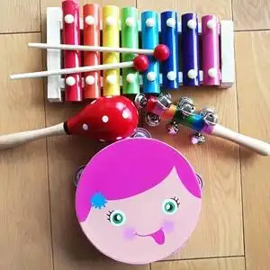 宝宝玩具铃鼓儿童沙锤敲琴摇铃套装幼儿园音乐区玩具乐器2-3-b6岁