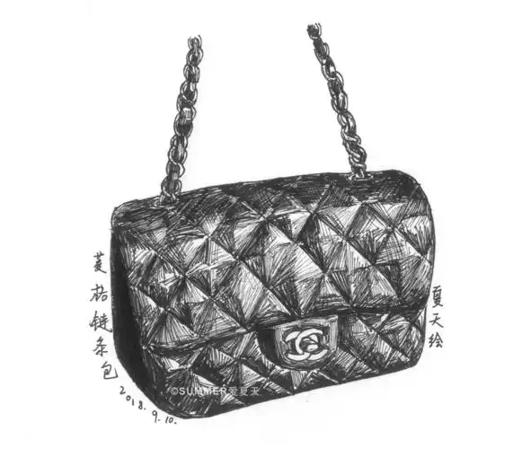 每日一绘149速写包包系列菱格链条包