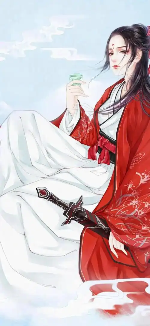 有没有好看的古风执剑红衣美女图片?_尚可名片