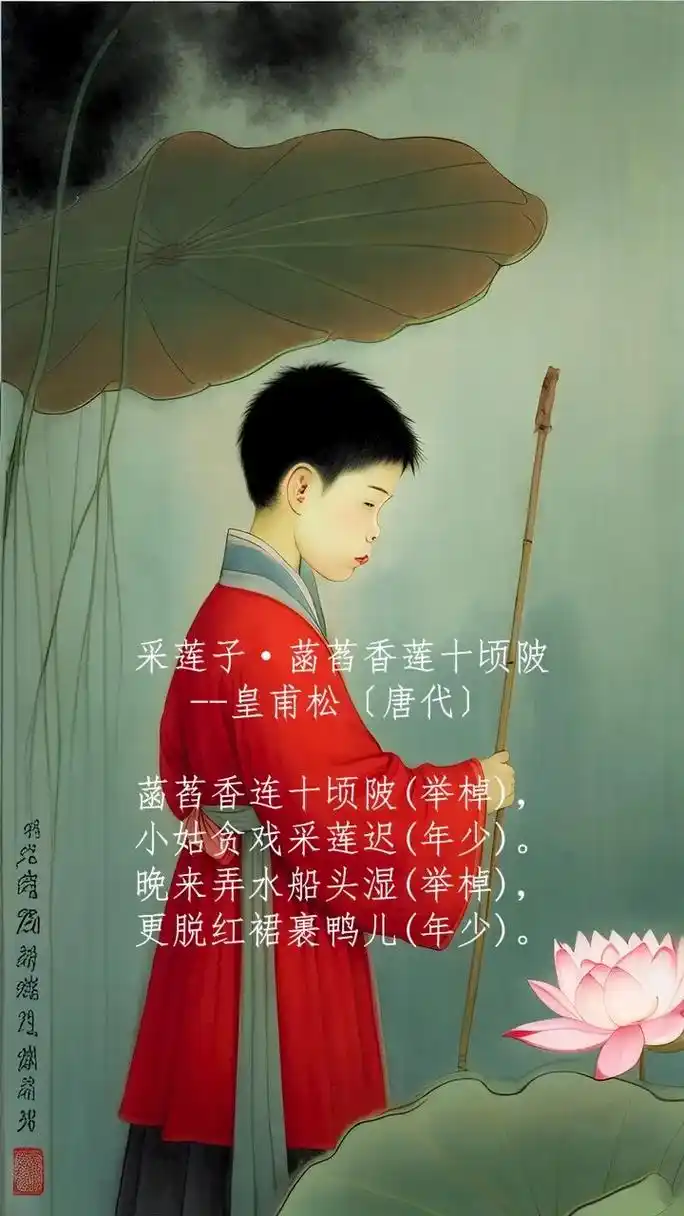 采莲子·菡萏香莲十顷陂 皇甫松〔 - 抖音