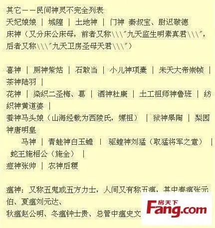 中国历史上的最全的神仙排位表
