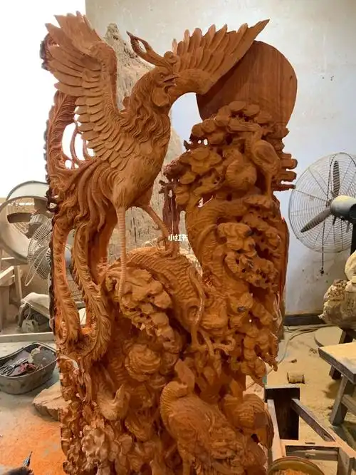 木雕百鸟朝凤根雕工艺品招财摆件