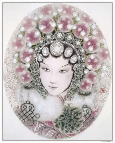 洛红工笔画——戏曲人物