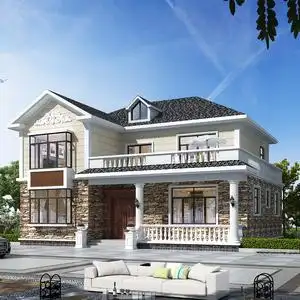 b571二层别墅设计图纸两层农村楼房自建房带阳台小洋楼样图效果图