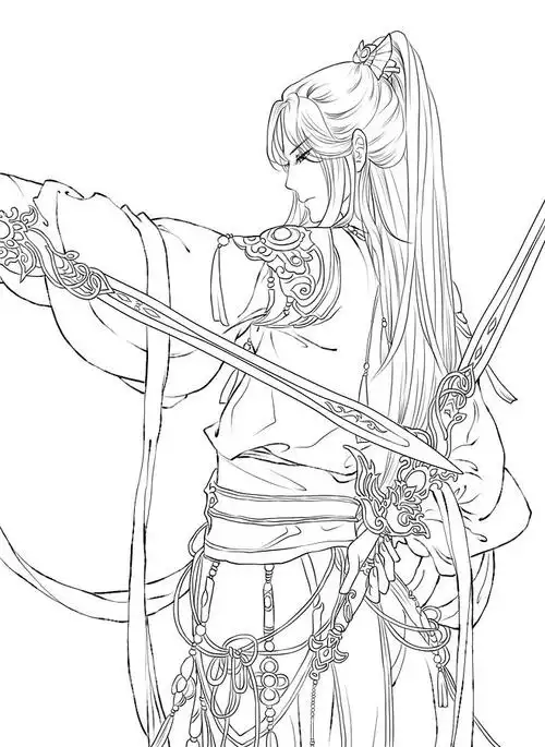 古风动漫插画线稿