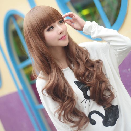 假发女 长卷发齐刘海梨花头长发蓬松整顶假发套女生jiafa大卷包邮