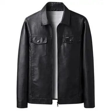 罗冠春秋季新款中年男士休闲pu皮衣翻领休闲皮夹克爸爸装外套商务男装