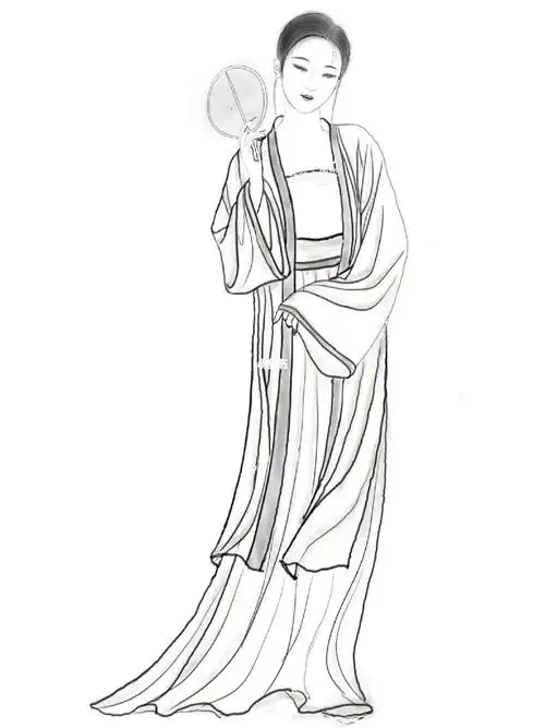 原创国风仕女线描稿