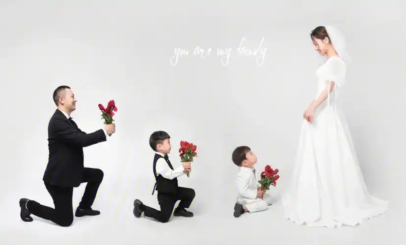 亲子照一家四口婚纱照七夕拍照