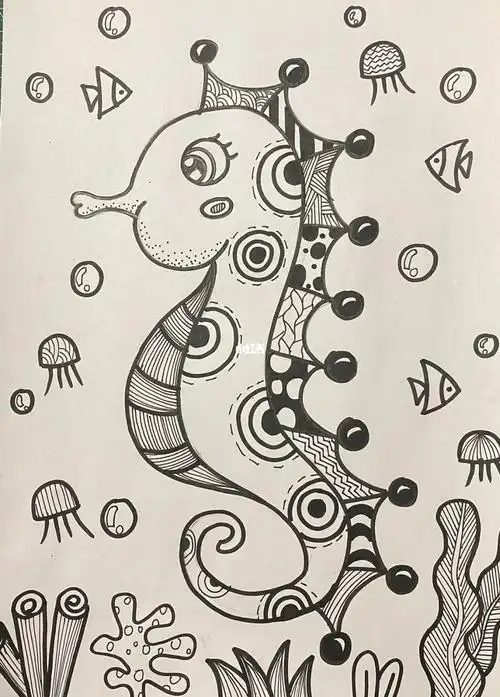 线描  #创意线描  #黑白线描  #线描画  #少儿美术  #创意美术