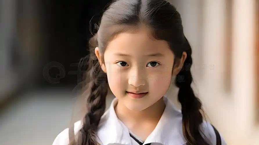 学生人像摄影图片学生表情自然,眼睛明亮,笑容充满童真和纯真.