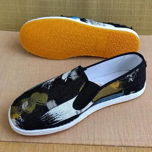 老北京布鞋男千层底满胶底黑色春季夏季松紧口青年花明制百搭国潮