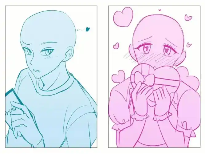 人物构图绘画模板甜蜜情侣头像