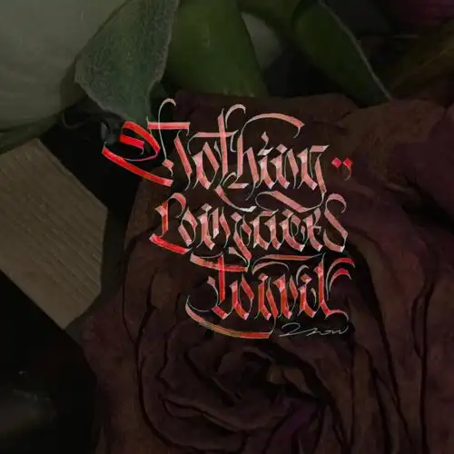 哥特体手写英文花体字红的灿烂又寂静