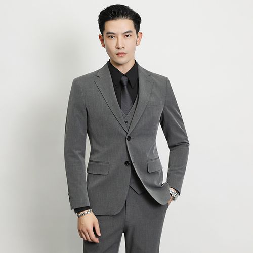 新郎西服套装男修身韩版男士结婚礼服伴郎商务休闲大码西装双开叉