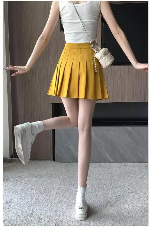 实拍西装面料2024大码女装新款春夏装胖妹妹简约百搭百褶裙半身