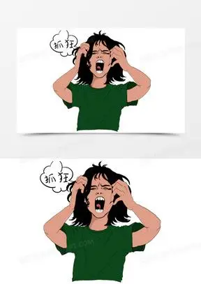 80卡通手绘抓头烦恼表情免抠元素110手绘卡通女生抓狂挠头免抠素材450