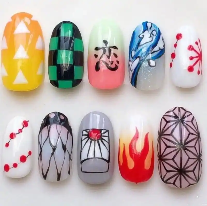 鬼灭之刃美甲,男神永远逃不出的五指山