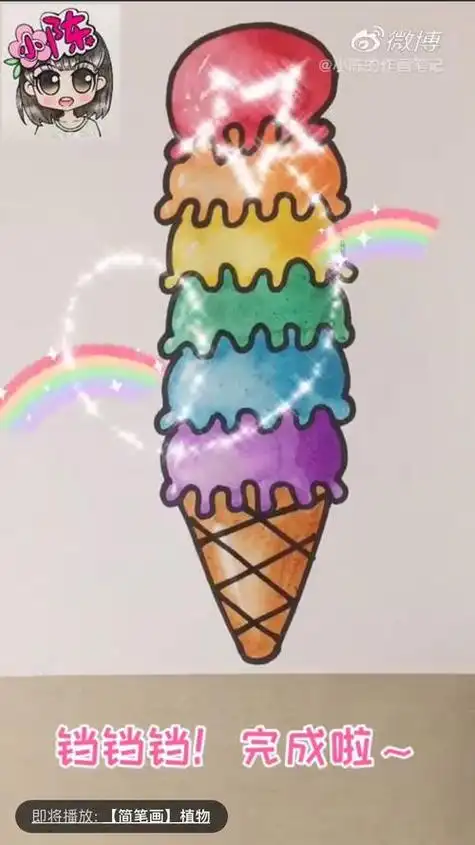 cr:@lhihl 食物/冰淇淋/可爱/手绘/白色背景图韵妈简笔画一起来画各式