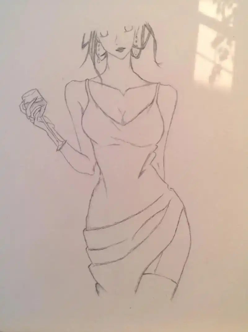 美女黑白简笔画「绘画教程」.#绘画过程 #临摹 #铅笔稿 # - 抖音