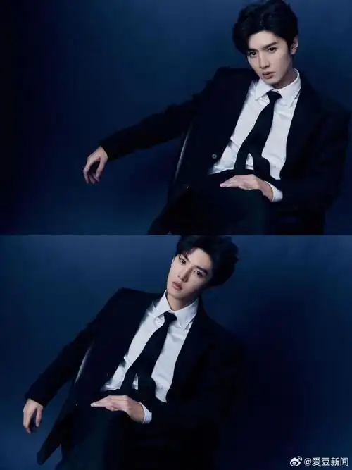 陈哲远穿西装鸡哔我#纯黑西服77白色衬衫,微扯领带的动作禁欲感拉满