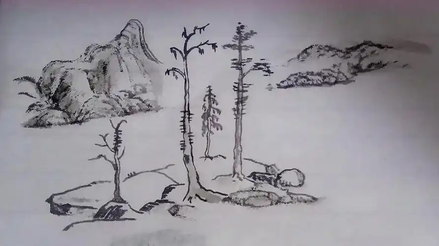 简单的山水画 简单的山水画图片