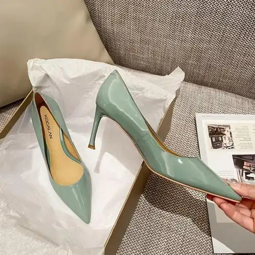 外贸小清新少女尖头浅口高跟鞋韩版秋新款显瘦细跟单鞋网大码女鞋