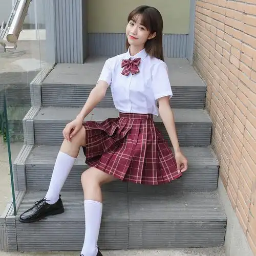 沙华jk制服格子百褶裙学生学院风日系裙格裙校服裙春秋半身裙