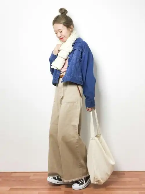 日本小个女生这样穿阔腿裤,真的大开眼界