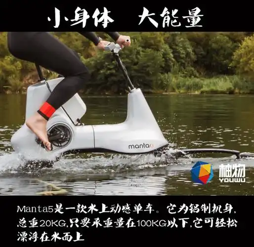 manta5水上动感电动单车船艇漂浮踏板式水翼自行车可折叠休闲创意