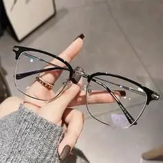无底视界气质斯文金属半框眼镜框161非球面防蓝光镜片
