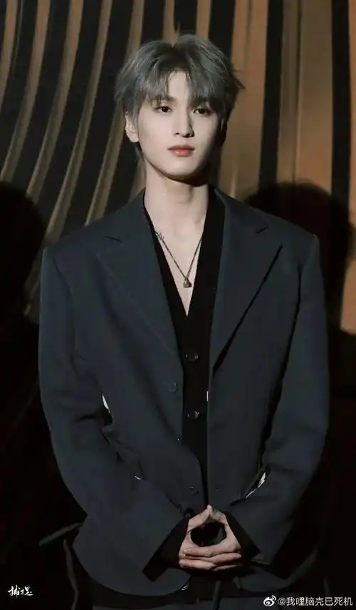 严浩翔下车神图#严浩翔灰色系西装套装 金发,这下车神图有,满分吓偶