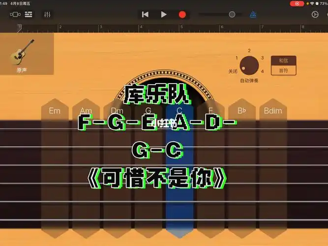 库乐队简单和弦《可惜不是你》