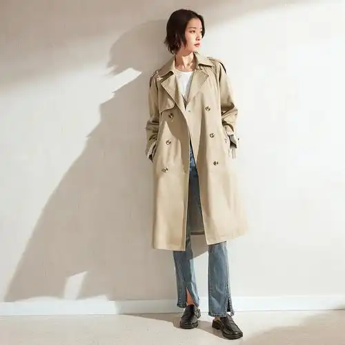 杜鹃同款对白风衣女中中长2022春秋女士英伦风风衣