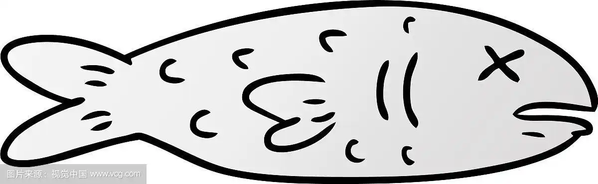 一条死鱼的渐变卡通涂鸦