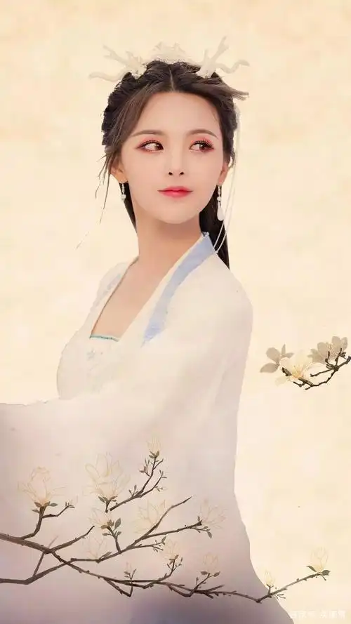 古典古装美女花容月貌闭月羞花,像是从画里走出来的古风仙女