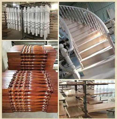 厂家木制楼梯 家装别墅复式楼梯橡胶木踏步楼梯扶手 批发实木楼梯