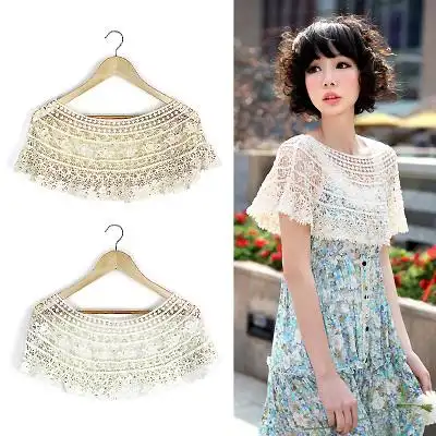 夏季韩版薄款针织蕾丝镂空百搭小披肩 短款防晒小坎肩外套罩衫女