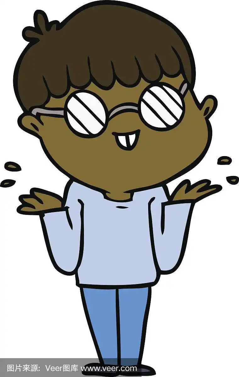 戴眼镜的卡通男孩