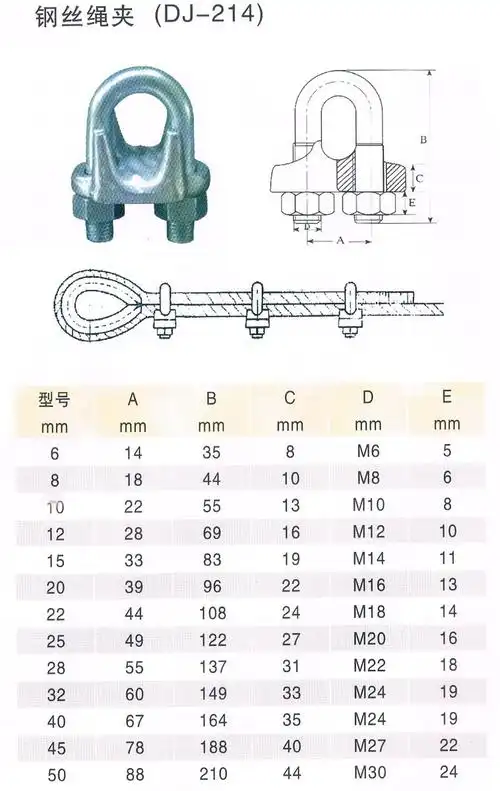 钢丝绳夹u型镀锌钢丝绳索具卡头钢丝绳锁头卡扣夹头