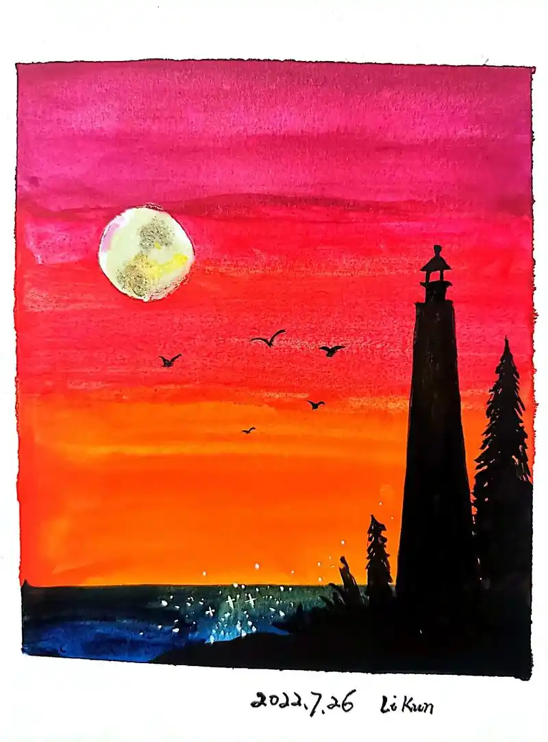 风景画 ##水彩画  - 抖音