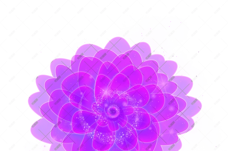 情人节浪漫唯美炫酷紫色荧光花卉效果元素高清图